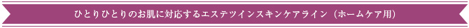 ひとりひとりのお肌に対応するエステツインスキンケアライン（ホームケア用）